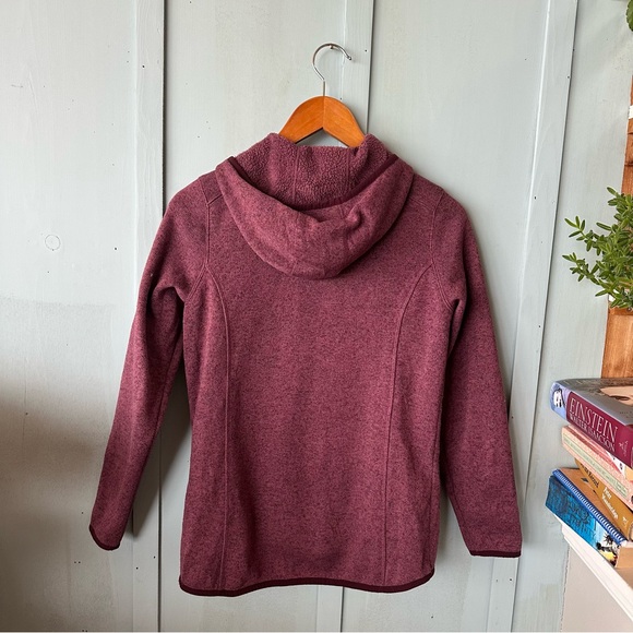 Women's L.L.Bean Sweater Fleece Full-Zip with Hood Jacket in Dark Plum Rose - Picture 5 of 8